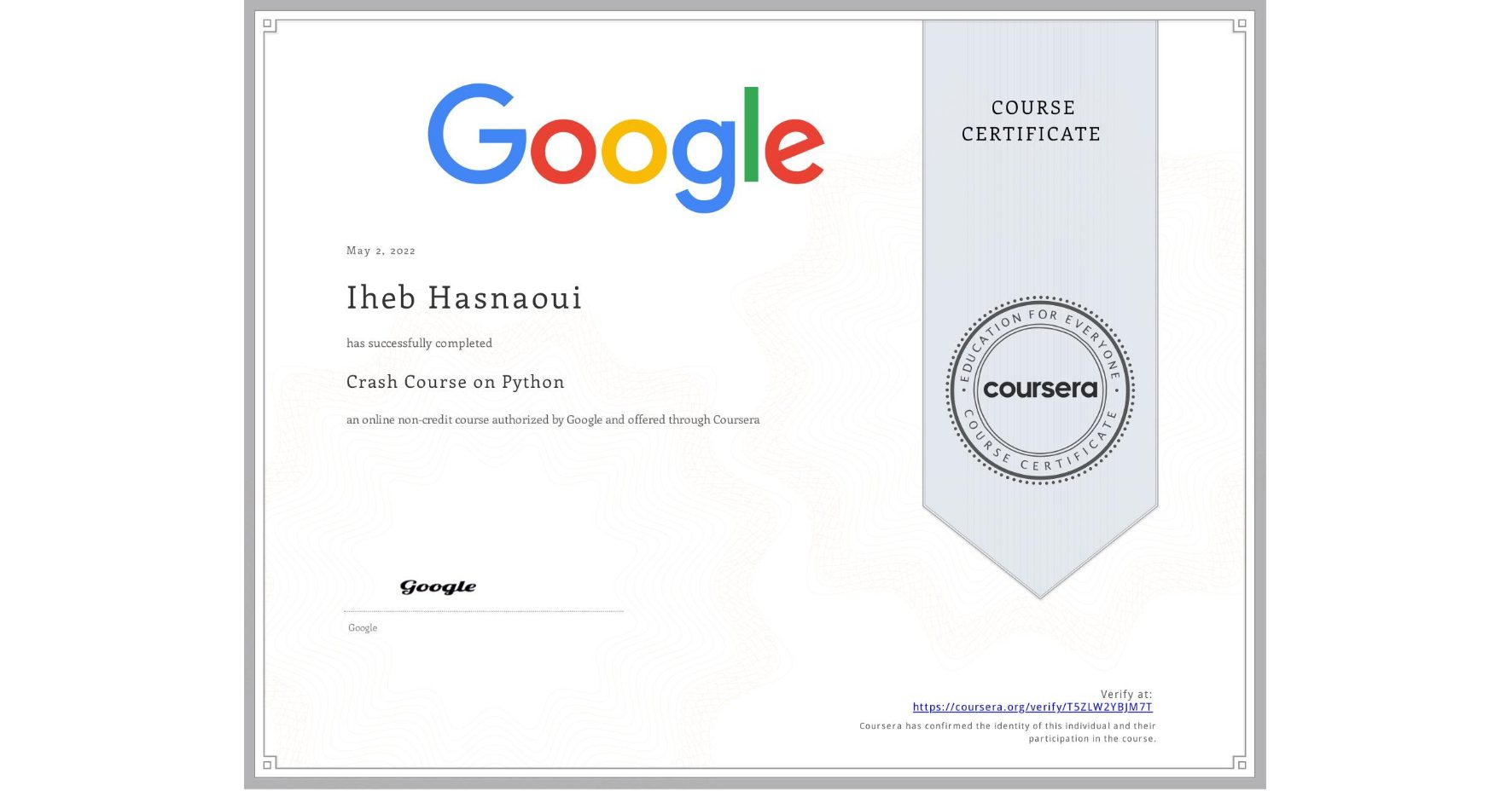 certificat