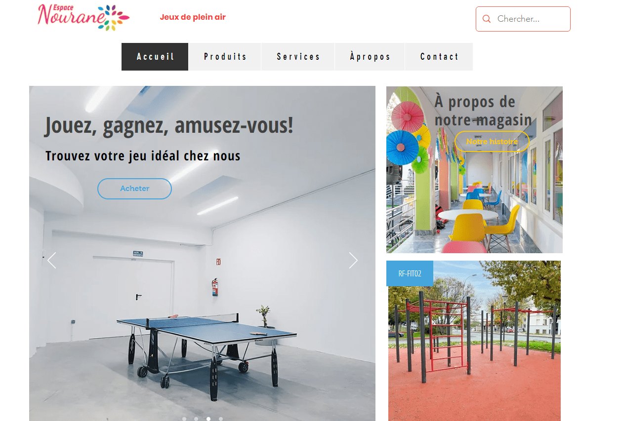 Site pour boutique des jeux en plein air