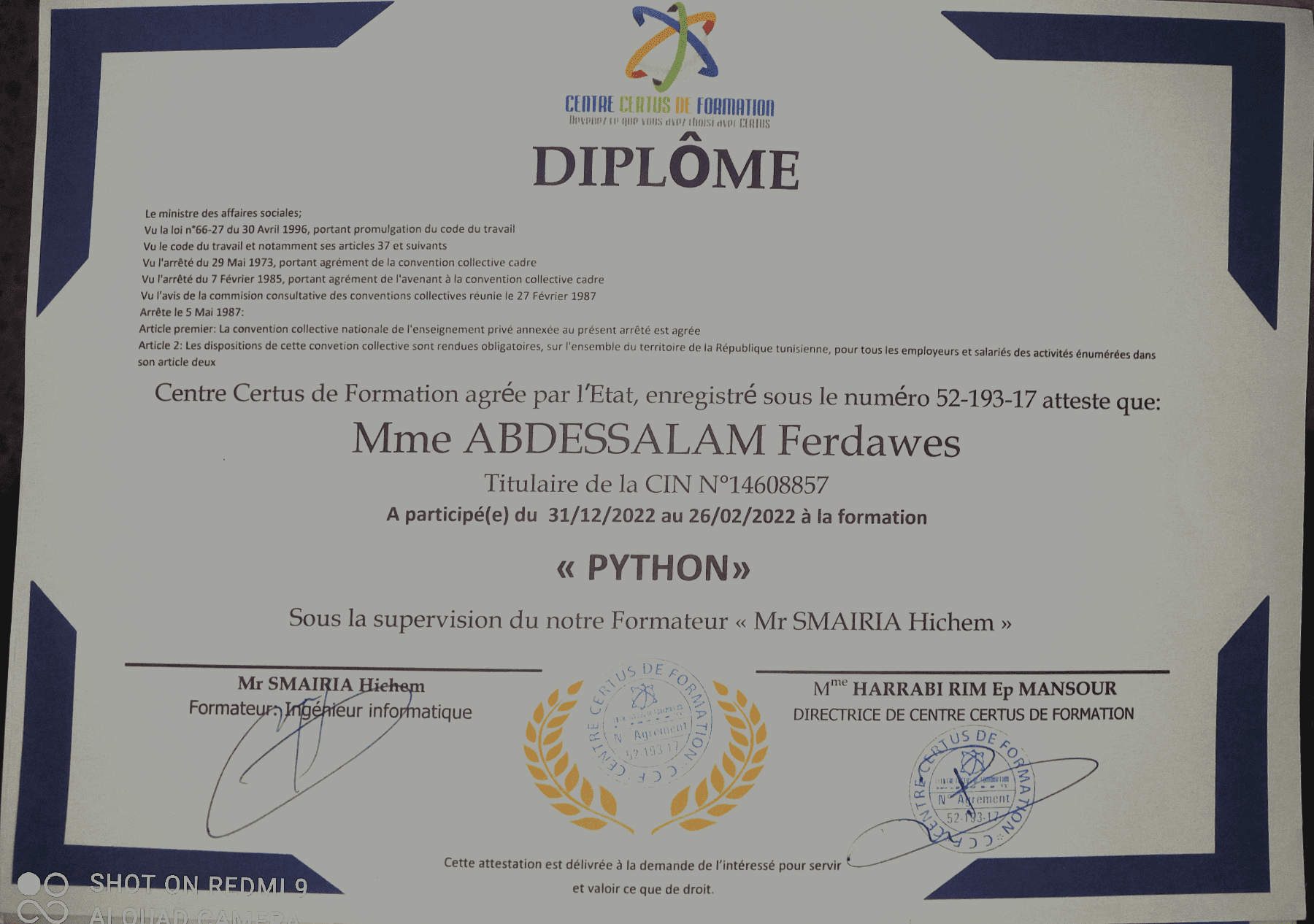 certificat